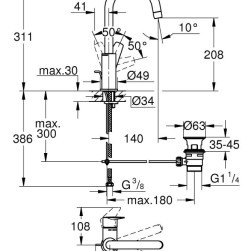 Mixer tap for washbasins BauEdge 23760001 , 1/2