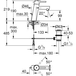 Mixer tap for washbasins Concetto 1/2