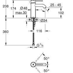 Смесител за умивалник Essence 24172KF1 , 1/2