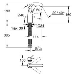 Mixer tap for washbasins Essence 24176KF1 , 1/2