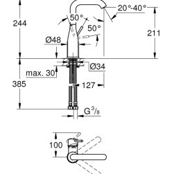 Смесител за умивалник Essence 24177KF1 , 1/2