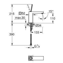 Mixer tap for washbasins Eurocube Joy 1/2