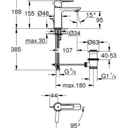 Mixer tap for washbasins Lineare 1/2