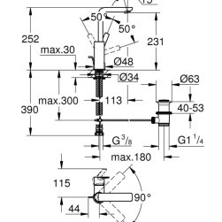 Смесител за умивалник Lineare 23296DC1 , 1/2