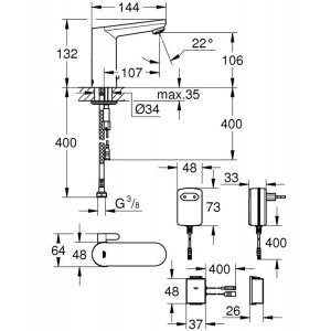 Infrared washbasin mixer Eurosmart 36413000 , 230V