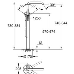 Floor-standing bathtub mixer Essence 1/2