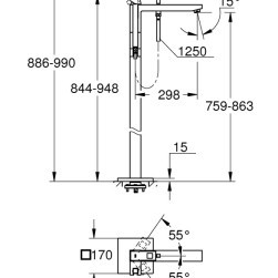 Floor-standing bathtub mixer Eurocube 1/2