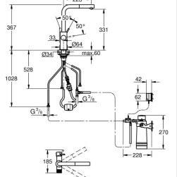 Starter kit with pull-out mixer GROHE Blue Pure Minta 30591000