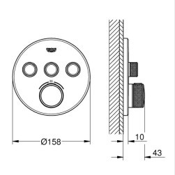 Термостат за вграждане с 3 извода Grohtherm SmartControl 29121GN0