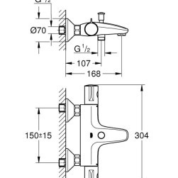 Thermostatic bath/shower mixer Grohtherm 800 , 1022032430