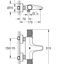 Thermostatic bath/shower mixer Grohtherm 1000 Performance