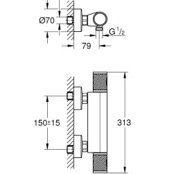 Thermostatic mixer tap for shower Grohtherm 1000 Performance 1/2