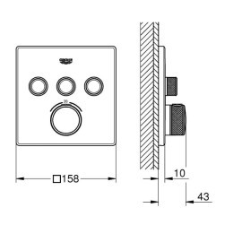 Built-in thermostat with 3 terminals Grohtherm SmartControl