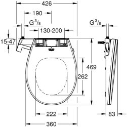 Toilet seat-bidet with lid Bau Ceramic 39648SH0