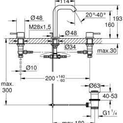Three-hole basin mixer Essence , M size