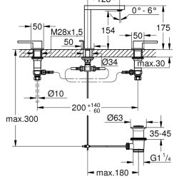 Тридупков смесител за умивалник GROHE Plus 20301003 , M-размер