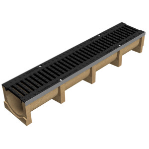 Polymer concrete gutter with reinforced edges BASE150 with grating for load class C250