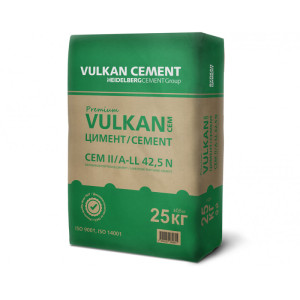 Limestone portland cement VULKAN Premium CEM II/ A-LL 42,5 N , 25 kg.