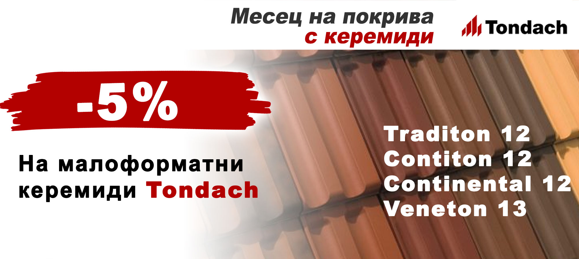 Month on the roof - tiles TONDACH with 5% discount