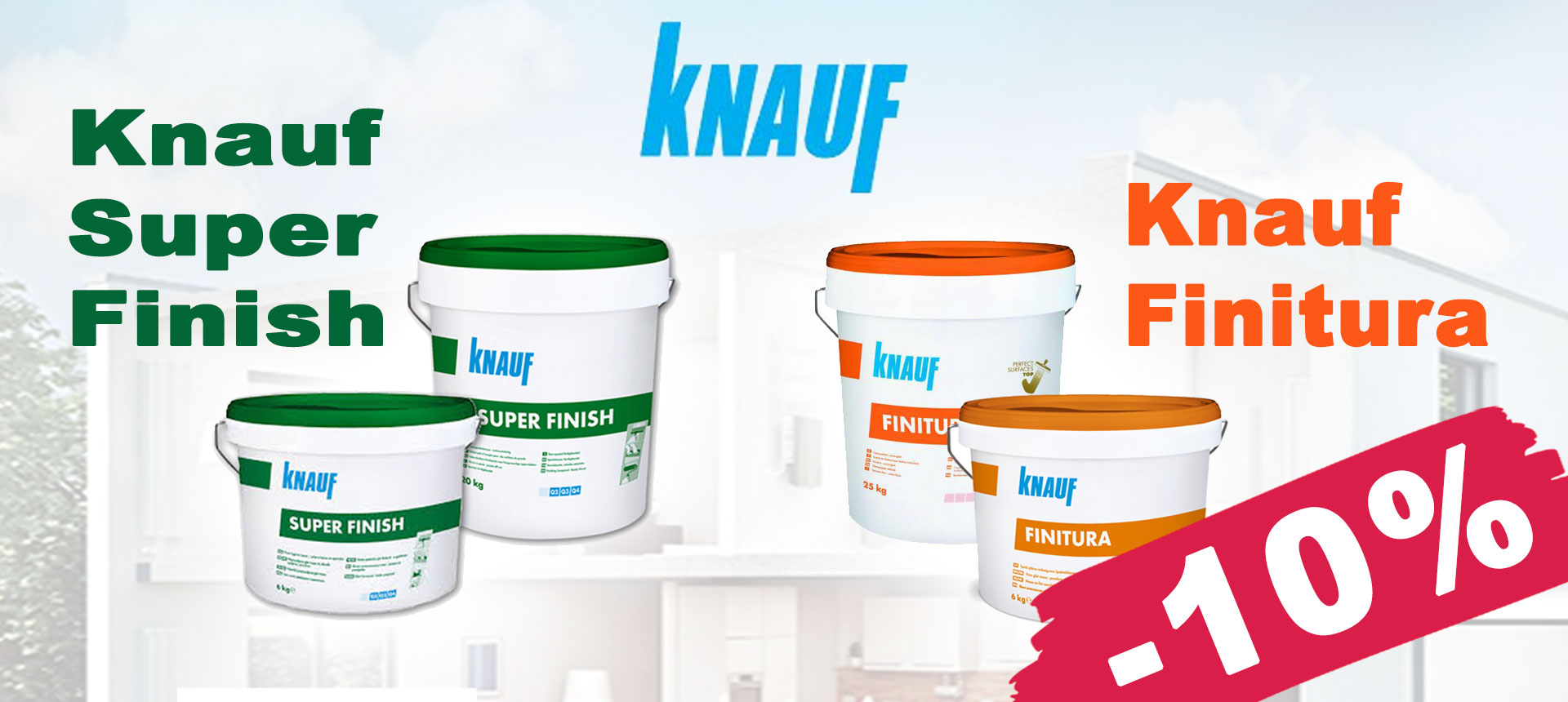 KNAUF Superfinish и Knauf Finitura с 10% отстъпка